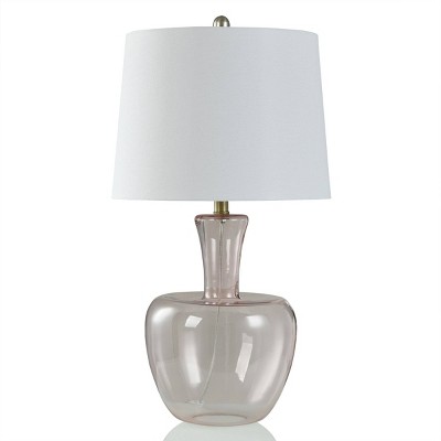 Glass with Gourd Shaped Base Table Lamp Blush - StyleCraft: Modern Linen Shade, 3-Way Switch, UL Listed