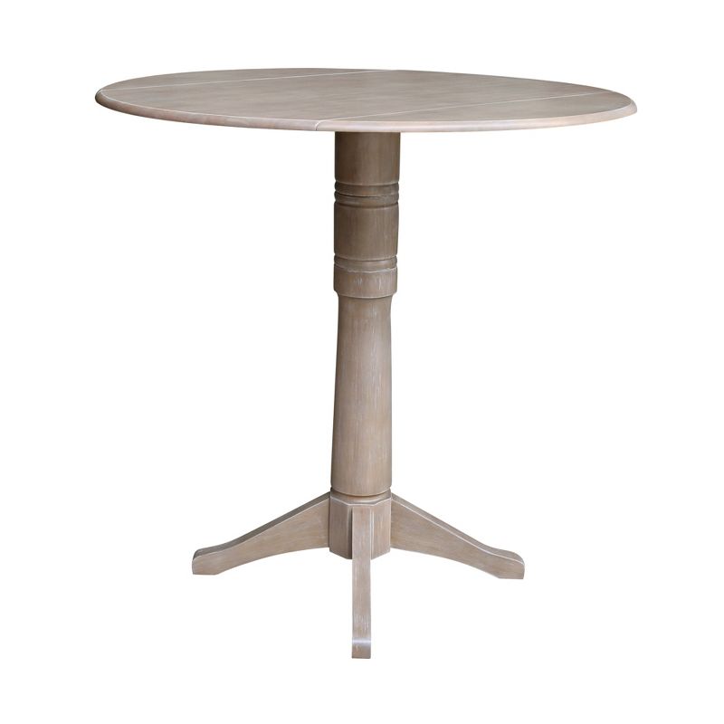 Alexandra Round Dual Drop Leaf Pedestal Table Washed Gray Taupe - International Concepts, 3 of 10