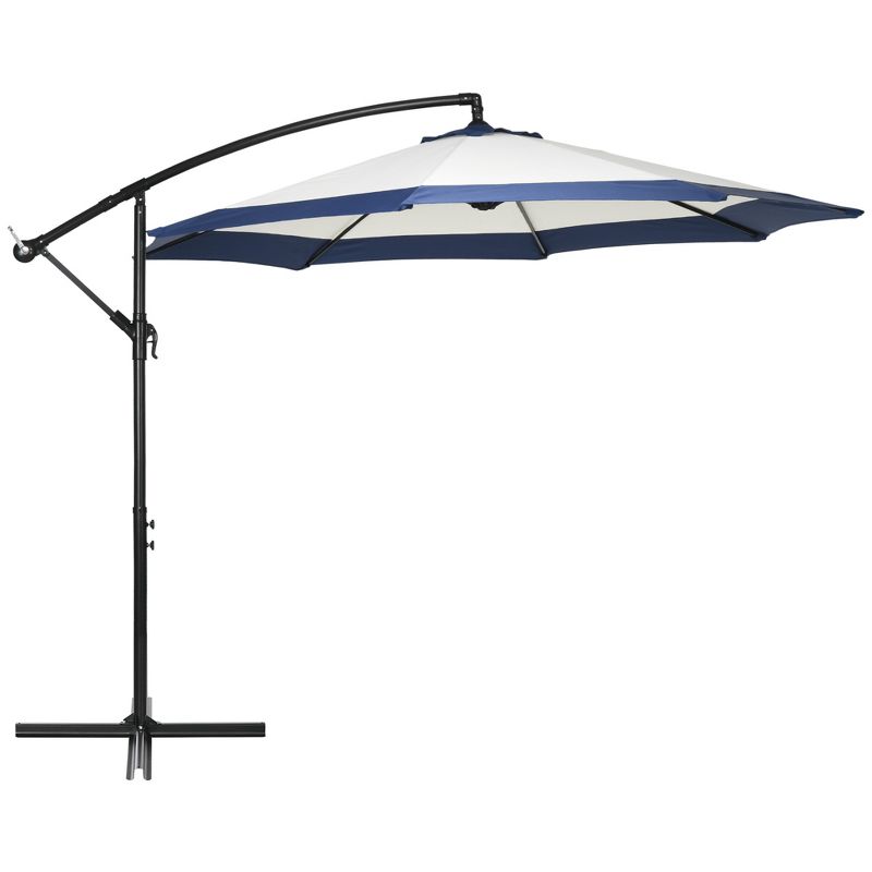 Outsunny 10' Patio Umbrella, Hanging Offset Outdoor Umbrella Cantilever Includes Crank and Cross Base, Fade Resistant for Yard, Garden, Pool, 4 of 7