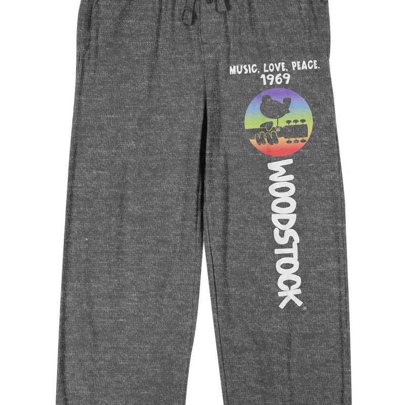 Woodstock Festival Grounds Men's Gray Heather Sleep Pajama Pants, 2 of 4