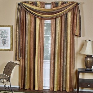 GoodGram Royal Ombre Crushed Semi Sheer Complete 3 Pc. Window Curtains & Scarf Set - 1 of 3