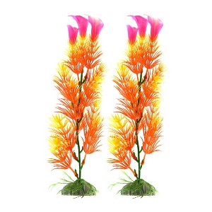 Unique Bargains Plastic Plant Aquarium Fishbowl Tank  Ornament 2 Pcs - 1 of 3
