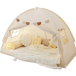 Etokfoks Kids Twin Bed Tent 76.3x38.5x47.2 Inch Indoor Canopy Playhouse Privacy Sleeping Tent with 2 Windows 2 Doors 1 Piece - 1 of 4