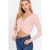 Slickblue V-Neck Front Knotted Cropped Sweater, Light Pink/Ochre, Acrylic-Blend, Sizes S-L, Modern Fit - 4 of 4