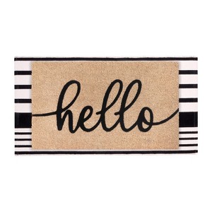 A1HC 100% Coir Welcome Mat with Black and White Striped Rug Combo Sets - 1 of 4