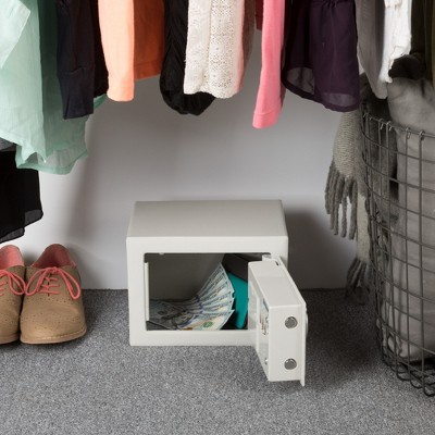 Compact Off-White Steel Digital Security Safe with Keypad