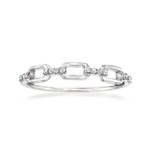 RS Pure by Ross-Simons Diamond-Accented Paper Clip Link Ring in Sterling Silver - 1 of 4