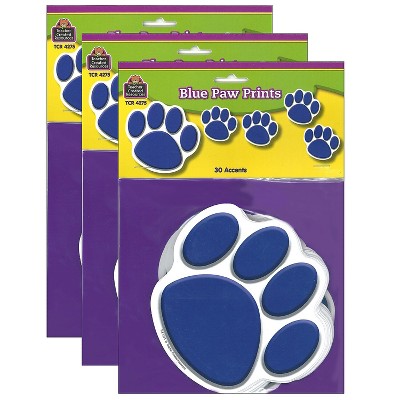 Teacher Created Resources Blue Paw Prints Accents 30 Per Pack 3 Packs (TCR4275-3)