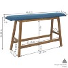 Sunnydaze Indoor Wooden Counter-Height Dining Bench - Weathered Oak Finish with Blue Cushion - 3 of 4