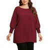Agnes Orinda Women's Plus Size Chiffon Crew Neck Batwing Ruffle Long Sleeve Casual Blouses - 2 of 4