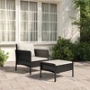 vidaXL Patio Furniture Set 2 Piece Outdoor Chair with Cushions Poly Rattan - Black - 2 of 4