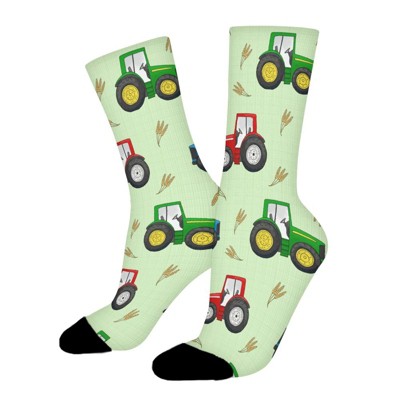 Large Tractors Women Printed Crew Socks Funny Funky Socks Soft Polyester Novelty Gifts for Artists Men