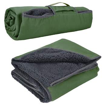 Tirrinia Waterproof Outdoor Blanket with Fleece Lining, Windproof Triple Layers Warm Comfy Foldable for Camping - Machine Washable