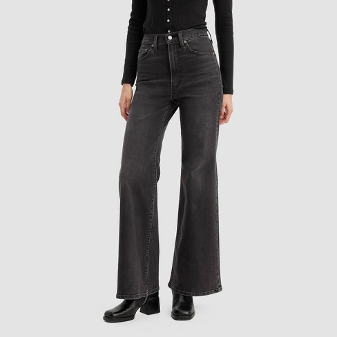 Levi's: Black Ribcage Wide Leg Jeans