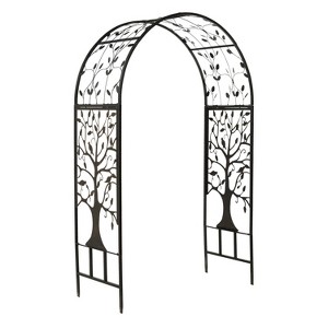 Evergreen Metal Arched Garden Arbor with Tree of Life Design - 1 of 4