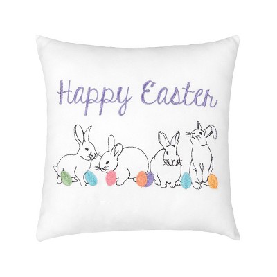 C&F Home 10" x 10" Happy Easter Bunnies Spring Embroidered Pillow