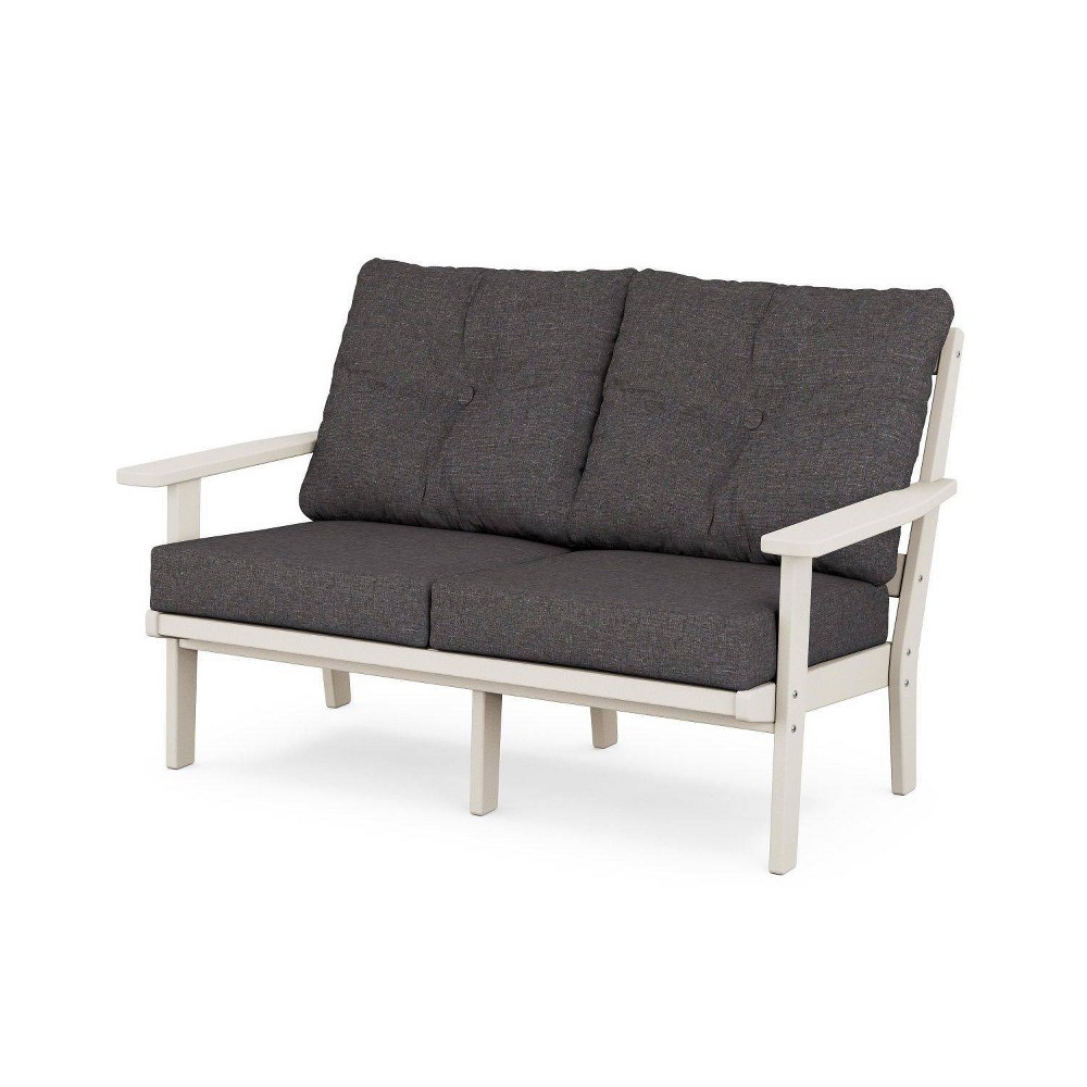 Photos - Sofa POLYWOOD Prairie Deep Seating Outdoor Patio Loveseat Sand/Ash Charcoal: Durable Plastic Frame, Stainless Steel Hardware