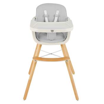 Babyjoy 3 in 1 Convertible Wooden High Chair Toddler Feeding Chair with Cushion Gray/Beige/Yellow/Pink/Dark Grey/Black