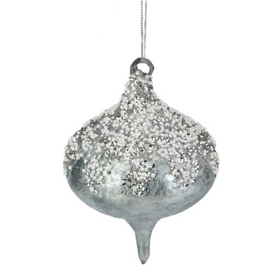 Northlight 4" Silver Beads and Sequins Glass Onion Christmas Ornament