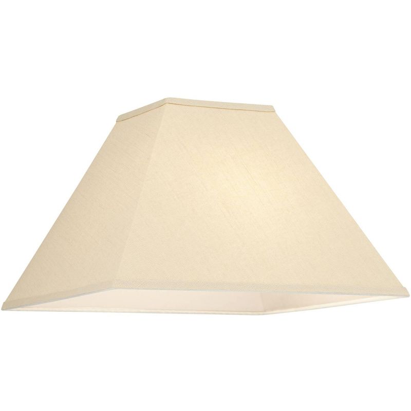 Brentwood Beige Linen Medium Square Lamp Shade 6" Top x 16" Bottom x 12" Slant x 10" High (Spider) Replacement with Harp and Finial, 4 of 10