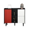 VYNXARIA Modern Black Sideboard Buffet Cabinet with Red Doors and Open Storage - 3 of 4
