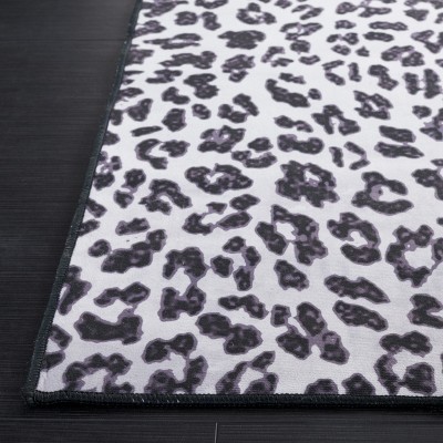 Black and Ivory Faux Fur Rectangular Area Rug 4' x 6'