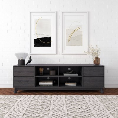 Gray Wood Grain TV Stand with Drawers for TVs up to 85"