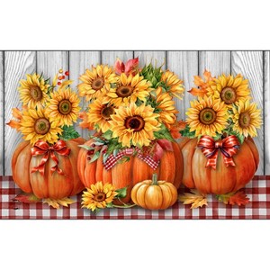 Briarwood Lane Fall Doormat 30x18 Indoor Outdoor Sunflowers in Pumpkin For Fall Doormat - 1 of 4