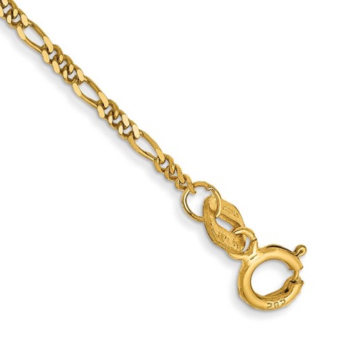 Black Bow Jewelry 1.25mm 14K Yellow Gold Solid Flat Figaro Chain Anklet - image 1 of 3