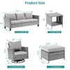 Sonkuki 6-Piece Patio Conversation Set with Swivel Rocking Chair and Side Table, Navy Blue Cushion - 3 of 4