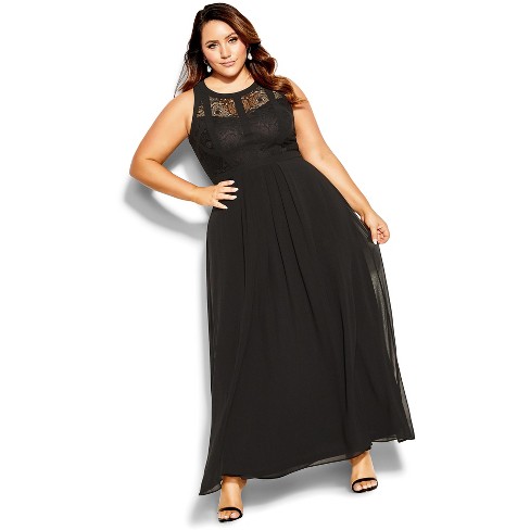 Women's Plus Size Paneled Bodice Maxi Dress - Black | City Chic : Target