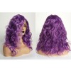 Unique Bargains Women's Medium Long Fluffy Curly Wavy Lace Front Wigs with Wig Cap 14" Purple 1PC - 3 of 4