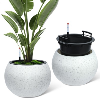 Spherical Self Watering Pots Plant Pots with Built-in Drainage & Water Level Monitor for Patio, Porch, Living Room, Home Office
