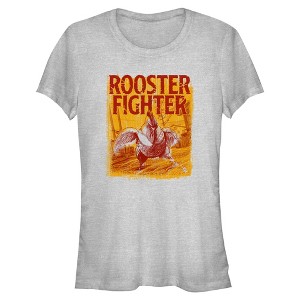 Juniors Rooster Fighter Distressed Bird Panel T Shirt - 1 of 4