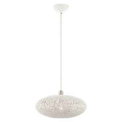 Charlton Mini Globe Pendant in White and Gold with Brushed Nickel Accents