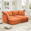 Oversized 83.4" Chenille Slipcovered 2 Seater Modular Sleeper Sectional Sofa Bed with French Edges and Removable Covers, 4-Piece Free combination - 3 of 4