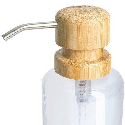 Clear Glass and Bamboo Soap Lotion Dispenser