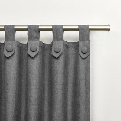 Black Pearl Linen Tuxedo Tab Top Curtain Panels, 54&quot;x84&quot;