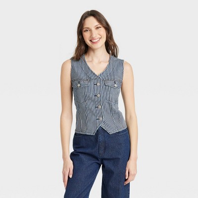 Women's Denim Vest - Universal Thread™ Blue L : Target