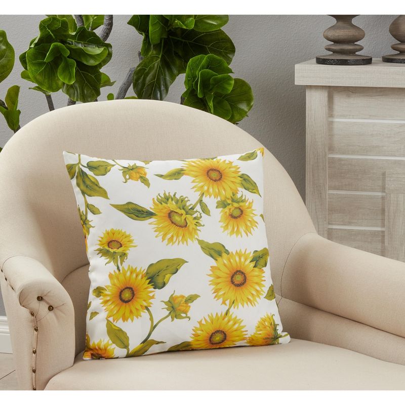 Saro Lifestyle Sunflower Pillow - Poly Filled, 18"x18" Square, Yellow, 3 of 4