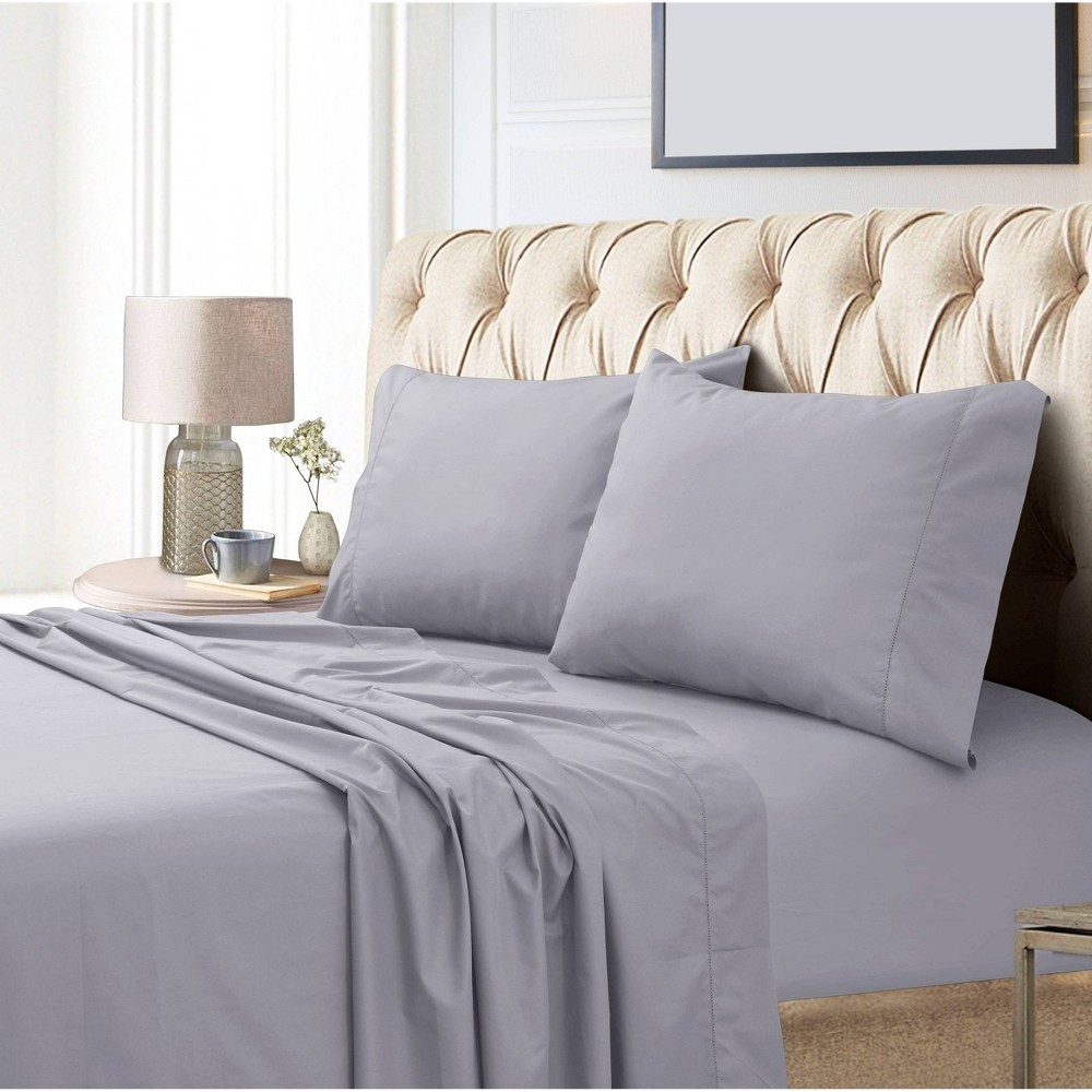Queen 800 Thread Count Extra Deep Pocket Sateen Sheet Set Gray - Tribeca Living