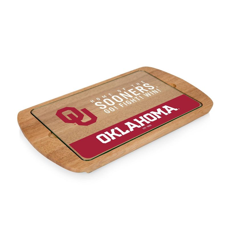 NCAA Oklahoma Sooners Parawood Billboard Glass Top Serving Tray, 1 of 4