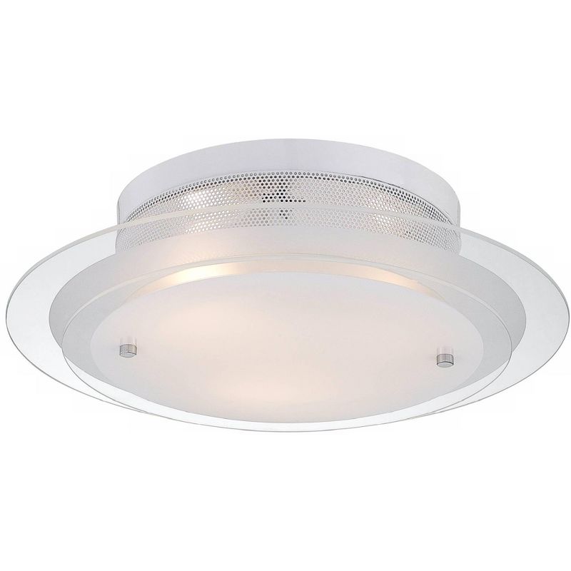 Possini Euro Design Modern Ceiling Light Flush Mount Fixture 15 3/4" Wide Gleaming White 3-Light 2-Tier Clear Frosted Glass for Bedroom Kitchen House, 5 of 9
