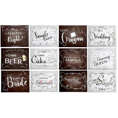 Blue Panda 18-Pack Photo Picture Booth Prop Cards Party Sign Wedding Supplies Decorations, 11.2"x8.7"