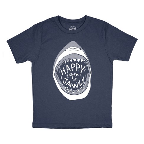 Youth Happy 4th of Jawly Tshirt Funny 4th of July Shark Independence Day Graphic Tee - Crazy Dog Youth T Shirt - image 1 of 4