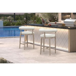 Purple Leaf 2-Pack Bar Stools ¨C Olefin Upholstered with Back & Armrest, for Patio, Pool, Kitchen Island - 1 of 4