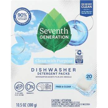 Seventh Generation Dishwasher Detergent Packets - Free & Clear 20 Ct
