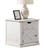 Vynxaria Rustic End Table/Nightstand - Antique White & Gold Accents, Pull-Out Drawer (Center Glides) & Shelf,Living Room Storage Table - 4 of 4