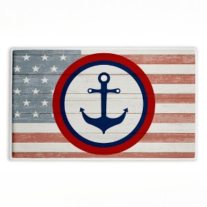 Stupell Industries Nautical Flag with Anchor Printed Plush Bathroom Floor Mat, design by Kim Allen - 1 of 4