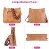 Laromni"Women's Leather Crossbody Shoulder Bag – Casual Handbag with Adjustable Wide Guitar Strap"BrownLeopard&Orange - 4 of 4